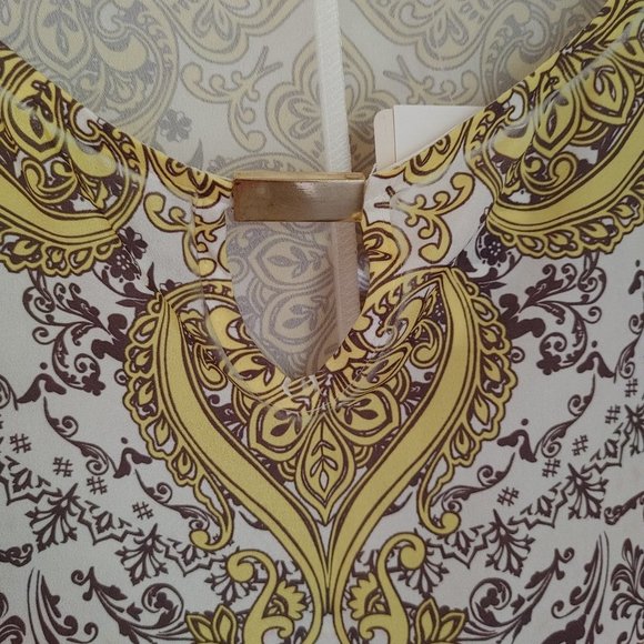 Cato Plus Size Blouse Yellow/Orange Paisley Sz 18-20W - Picture 4 of 7